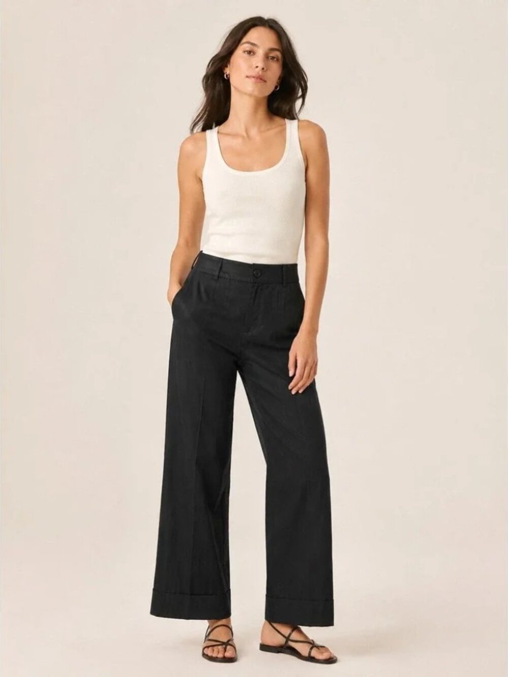BANANA REPUBLIC Harrison Black Wide Leg Mid-Rise Summer Pants - EUC